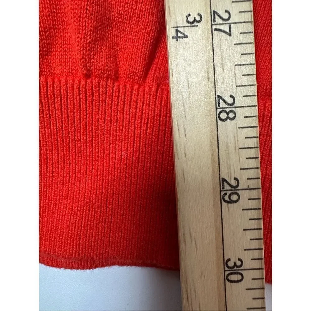 Tommy Hilfiger Sweater Mens XXL Orange Cotton V Neck Knit Long Sleeve Pullover